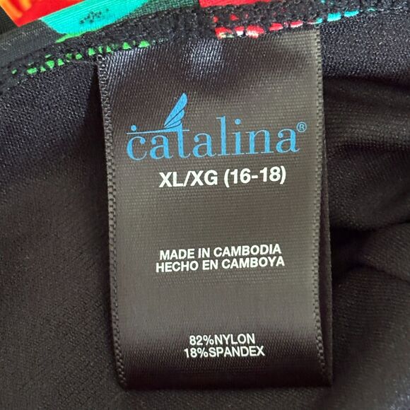 Catalina Women's XL 16-18 Twist Front Ruched Tropical Floral One Piece Swimsuit - Picture 5 of 6